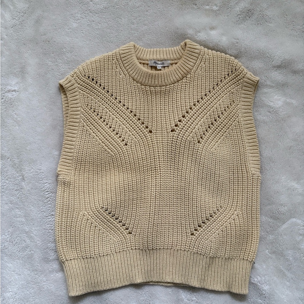Madewell Crew Neck Knit Sweater in Cream